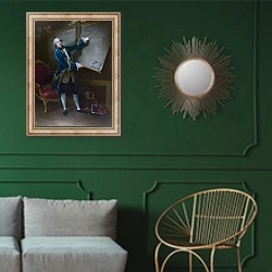 «Le Comte de Vaudreuil» в интерьере классической гостиной с зеленой стеной над диваном
