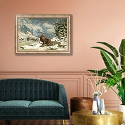 «Illustration for Thomson's Wolves in Winter» в интерьере классической гостиной над диваном