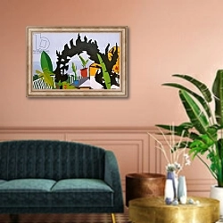 «The entrance, 2006, oil on canvas» в интерьере классической гостиной над диваном