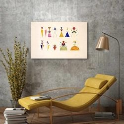 «modelo di figura per la scena» в интерьере в стиле лофт с желтым креслом