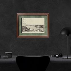 «Le pont Nicolaievsky a Saint-Petersbourg» в интерьере кабинета в черных цветах над столом