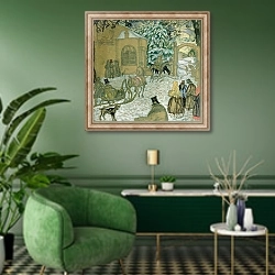 «Illustraton for 'Dubrovsky', by Alexander Pushkin, 1912» в интерьере гостиной в зеленых тонах
