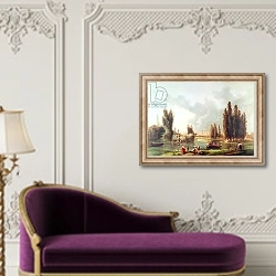 «The Park and Chateau at Mereville» в интерьере в классическом стиле над банкеткой
