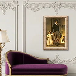 «Jean-Baptiste Isabey and his Daughter, Alexandrine , 1795» в интерьере в классическом стиле над банкеткой