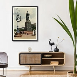 «Pushkin Monument, Moscow» в интерьере комнаты в стиле ретро над тумбой