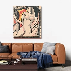 «Graphic design of nude female.] [Cubist composition drawing» в интерьере современной гостиной над диваном