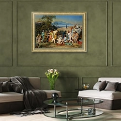 «Явление Христа народу. 1837-1857» в интерьере гостиной в оливковых тонах