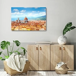 «Италия. Флоренция. Солнечная панорама» в интерьере современной комнаты над комодом