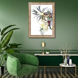 «Elegant, beard-like flowers.» в интерьере гостиной в зеленых тонах
