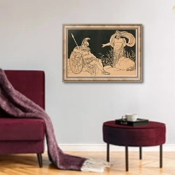 «Aeneas and Tiber» в интерьере гостиной в бордовых тонах