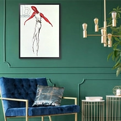 «The Dancer, 1997» в интерьере классической гостиной с зеленой стеной над диваном
