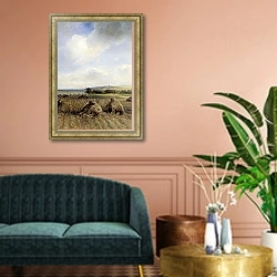«К концу лета на Волге» в интерьере классической гостиной над диваном