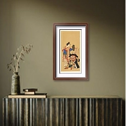 «Masterpieces selected from the Ukiyoyé School, Pl.35» в интерьере в этническом стиле в коричневых цветах