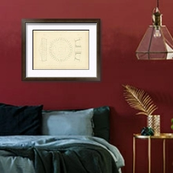 «Projections of a Bevel Wheel» в интерьере красной спальни