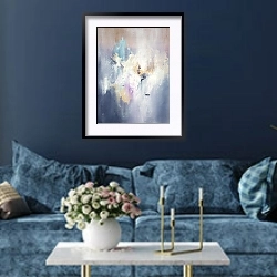 «Lilac dreams. Boat» в интерьере современной гостиной в синем цвете