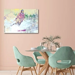 «Лыжник 4» в интерьере современной столовой в пастельных тонах