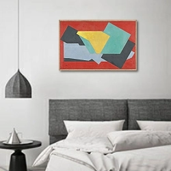 «Color perspective » в интерьере спальне в стиле минимализм над кроватью