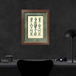 «Вазы II 1» в интерьере кабинета в черных цветах над столом
