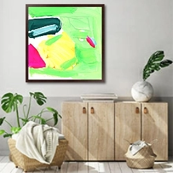 «Нежное зелёное» в интерьере современной комнаты над комодом