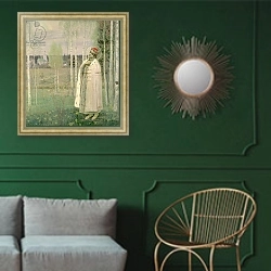 «Tsarevich Dimitry, son of the Assassinated Tsar Nicholas» в интерьере классической гостиной с зеленой стеной над диваном