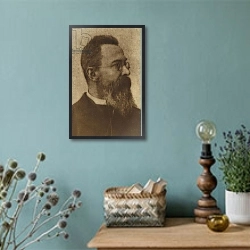 «Portrait of Nikolai Rimsky-Korsakov 1» в интерьере в стиле ретро с бирюзовыми стенами
