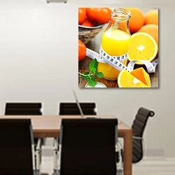 «Фрукты и сок для диеты» в интерьере конференц-зала над столом