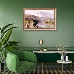 «Шотландская долина» в интерьере гостиной в зеленых тонах