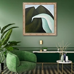 «Waterfall» в интерьере гостиной в зеленых тонах