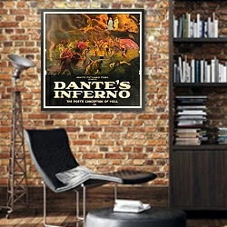 «Dante Inferno» в интерьере кабинета в стиле лофт с кирпичными стенами