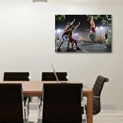«Баскетбольный матч на свежем воздухе» в интерьере конференц-зала над столом
