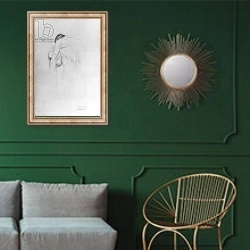 «Man and Woman, study for 'Beethovenfries', 1902» в интерьере классической гостиной с зеленой стеной над диваном