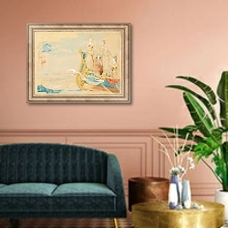 «Study for a Mural» в интерьере классической гостиной над диваном