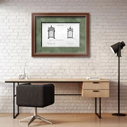 «Настольные часы» в интерьере современного кабинета с кирпичными стенами
