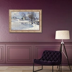 «Sledging on a Frozen Pond,» в интерьере в классическом стиле в фиолетовых тонах