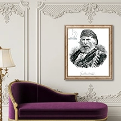 «Portrait of Giuseppe Garibaldi 2» в интерьере в классическом стиле над банкеткой