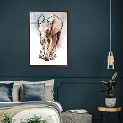 «Baby Elephant 2, Loisaba, 2018,» в интерьере классической спальни с темными стенами