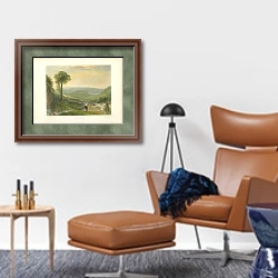 «Вид на Орвието, Италия» в интерьере кабинета с кожаным креслом