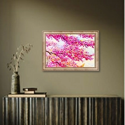 «Ветви дикой гималайской вишни в цвету» в интерьере в этническом стиле в коричневых цветах