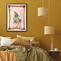 «The Happy Drummer, 2004» в интерьере спальни  в этническом стиле в желтых тонах
