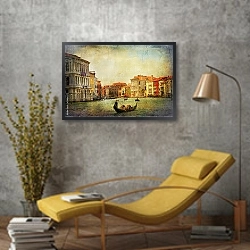 «Романтичные венецианские каналы» в интерьере в стиле лофт с желтым креслом
