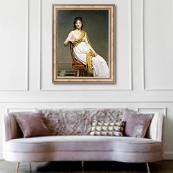 «Portrait of Madame Raymond de Verninac 1798-99» в интерьере гостиной в классическом стиле над диваном