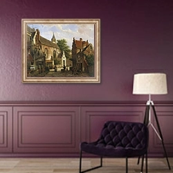 «A Street Scene in Delft» в интерьере в классическом стиле в фиолетовых тонах