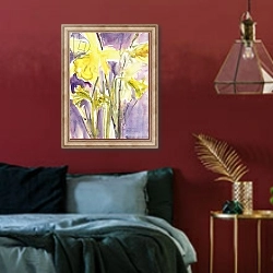 «Daffodils, 2004» в интерьере спальни с акцентной стеной