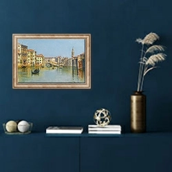 «The Rialto Bridge, Venice» в интерьере в классическом стиле в синих тонах