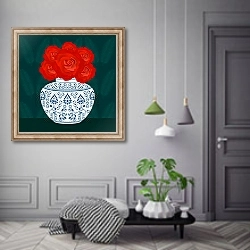 «Ming vase with Roses» в интерьере коридора в классическом стиле