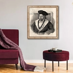 «Georg Wilhelm Friedrich Hegel» в интерьере гостиной в бордовых тонах