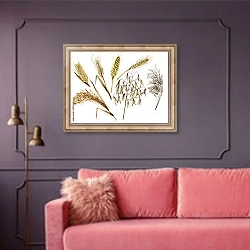 «Коллекция акварельных злаков» в интерьере гостиной с розовым диваном