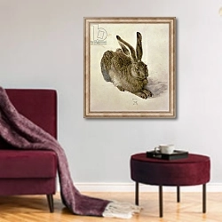 «Hare, 1502» в интерьере гостиной в бордовых тонах