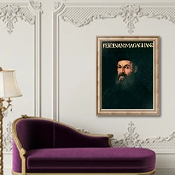 «Portrait of Ferdinand Magellan» в интерьере в классическом стиле над банкеткой