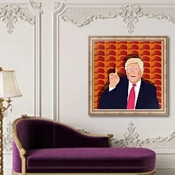 «Trump and the baseball cap» в интерьере в классическом стиле над банкеткой